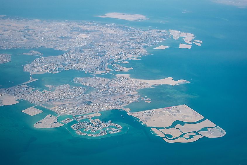 High altitude aerial view of the north part of Bahrain