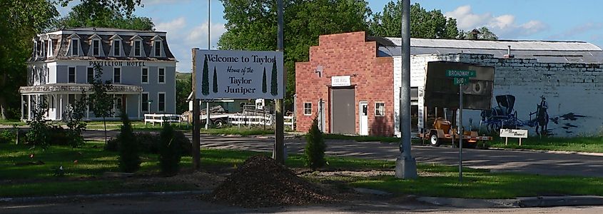 Downtown Taylor, Nebraska: east side of town square.