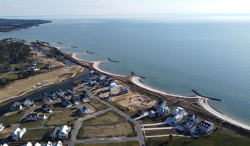 Aerial view of Cape Charles, Virginia.