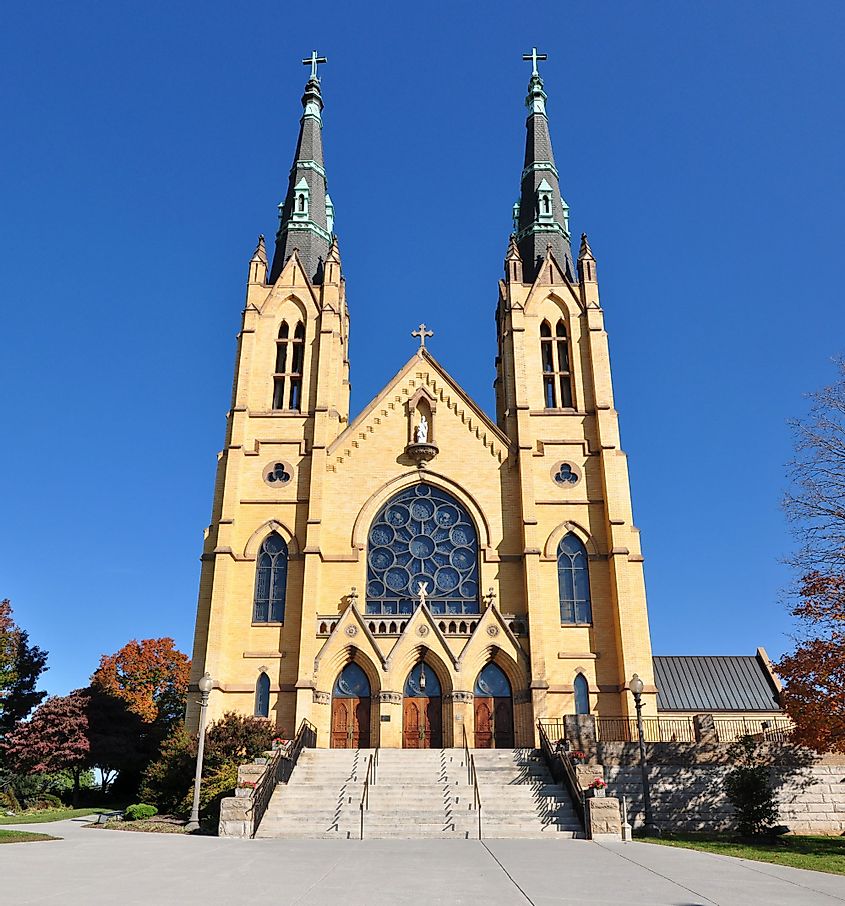 Front facade of St. Andrew's Catholic Church in Roanoke, Virginia