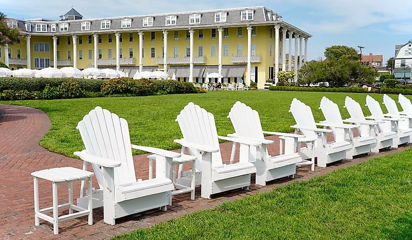 America's oldest seaside hotel, historic Congress Hall on the Jersey Shore, Cape May, New Jersey.
