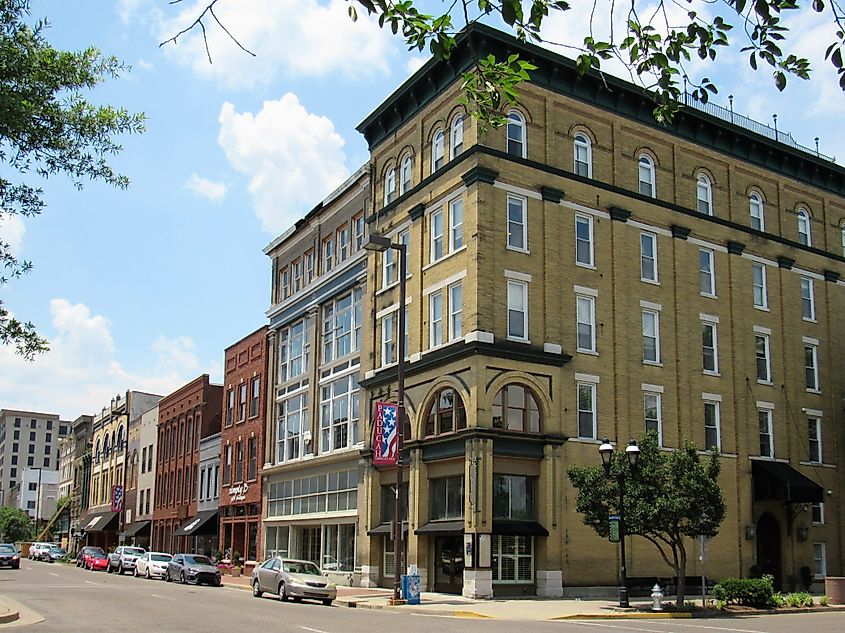 The downtown commercial district in Paducah, Kentucky.