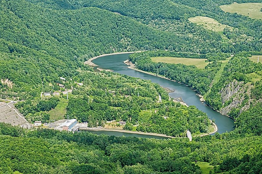 Ruzin water dam from Sivec hill, Slovak republic.