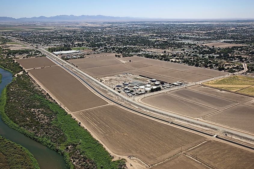 Colorado River at Yuma, Arizona with treatment facility