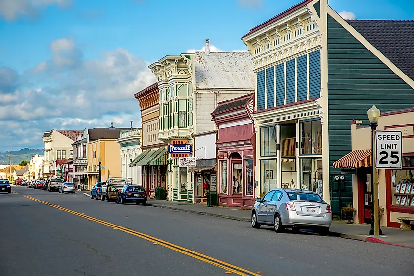 Main Street in Ferndale, California.