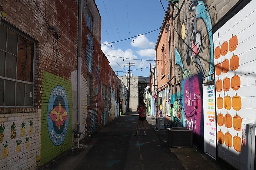 Art-filled alley in Searcy, Arkansas.