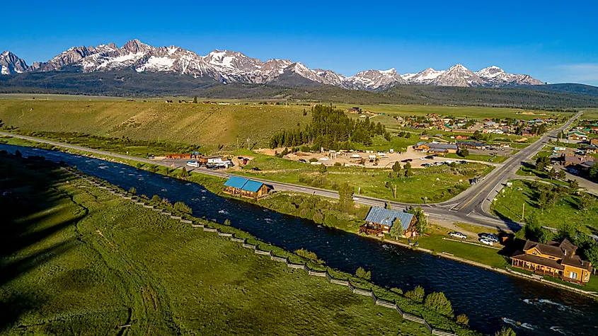 The Sawtooth Mountains rising over Stanley, Idaho.
