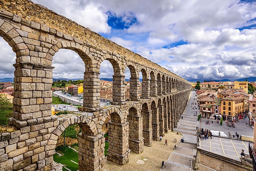 Roman aqueduct in Segovia, Spain.