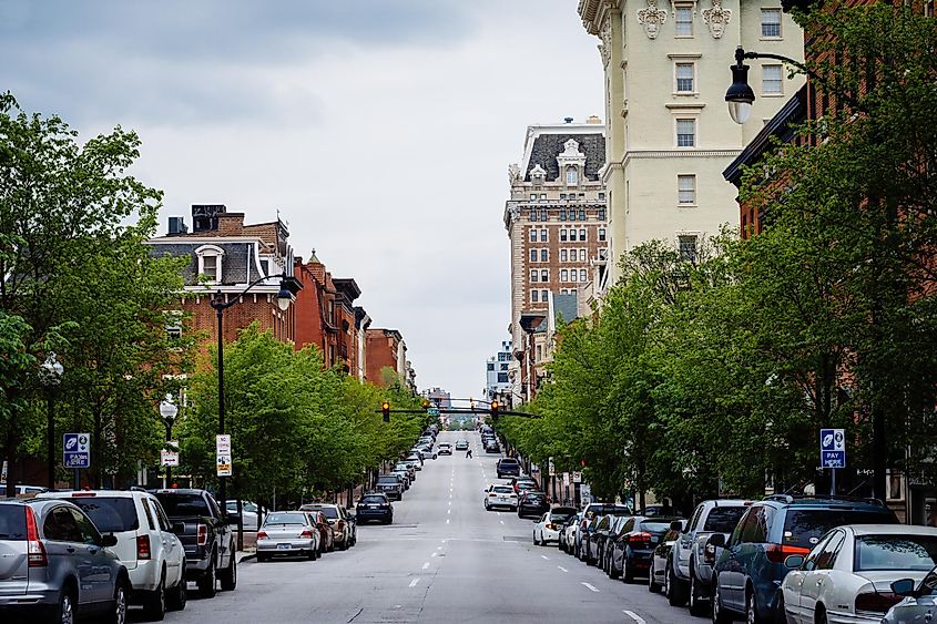 Charles Street in Mount Vernon, Baltimore, Maryland.