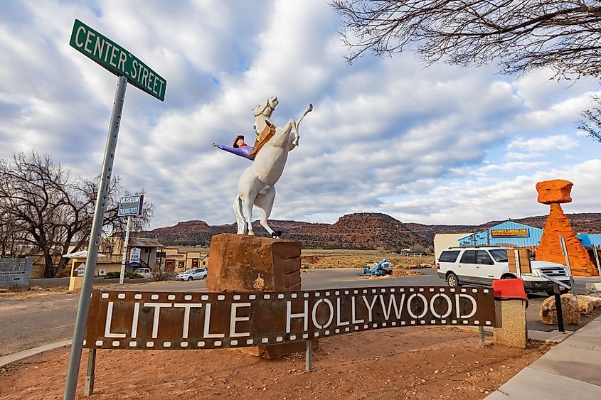 Morning view of the Little Hollywood sign in Kanab, Utah