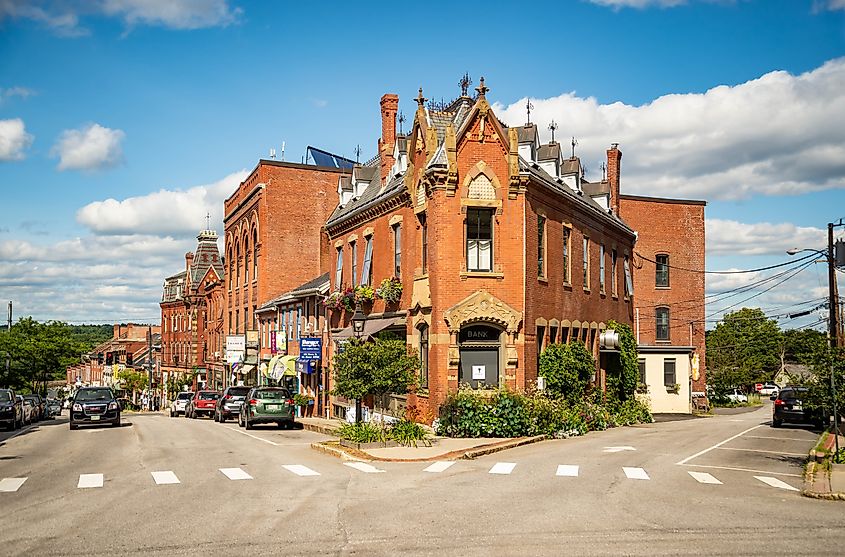 Historical buildings in downtown Belfast, Maine