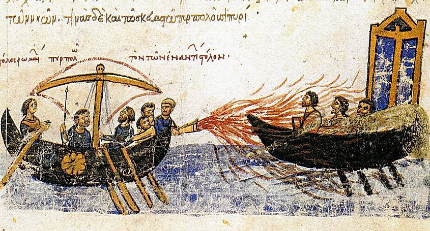 the fleet of the Romans setting ablaze the fleet of the enemies