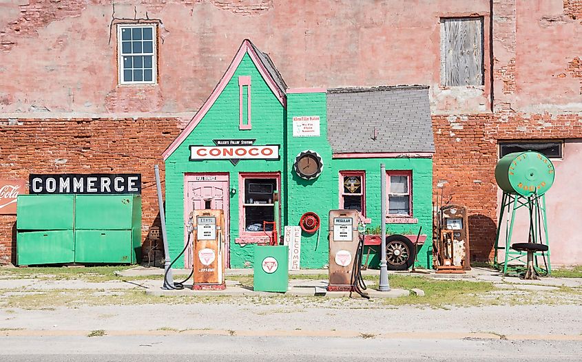 Historical garage on Route 66 in Commerce, Oklaghoma.