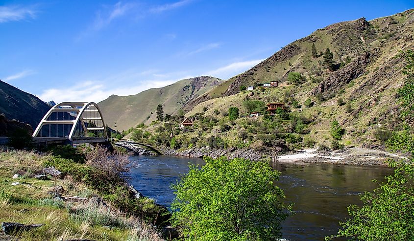 Time change bridge over the Salmon River in Riggins, Idaho