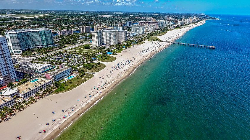 Aerial view of Pompano Beach on a sunny day