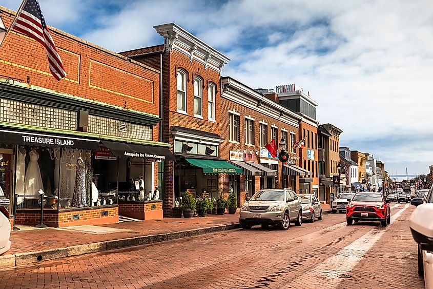 The Main Street in Annapolis, Maryland.