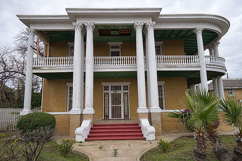 Spanish colonial mansion architecture in the historic center of Laredo, Texas.