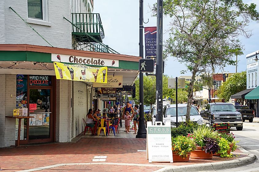 Downtown town center area of DeLand, Florida.