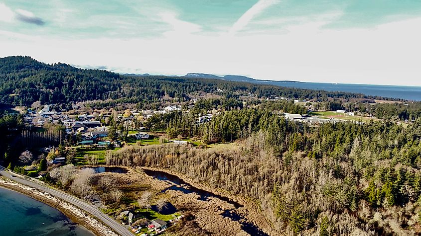 Aerial view of Eastsound, Washington