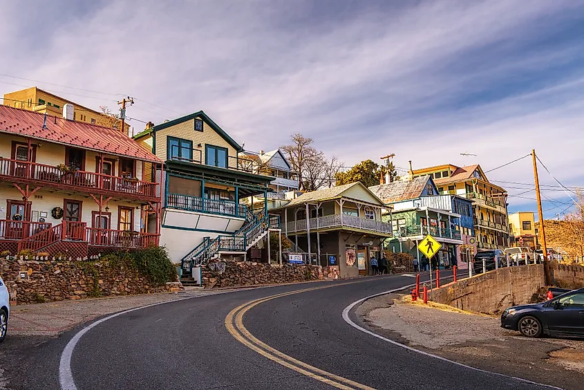 Jerome, Arizona, was a mining town and became a National Historic Landmark. Editorial credit: Nick Fox / Shutterstock.com