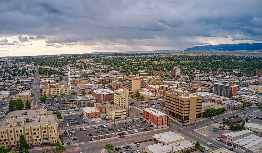 Aerial view of Casper, one of the largest towns in Wyoming