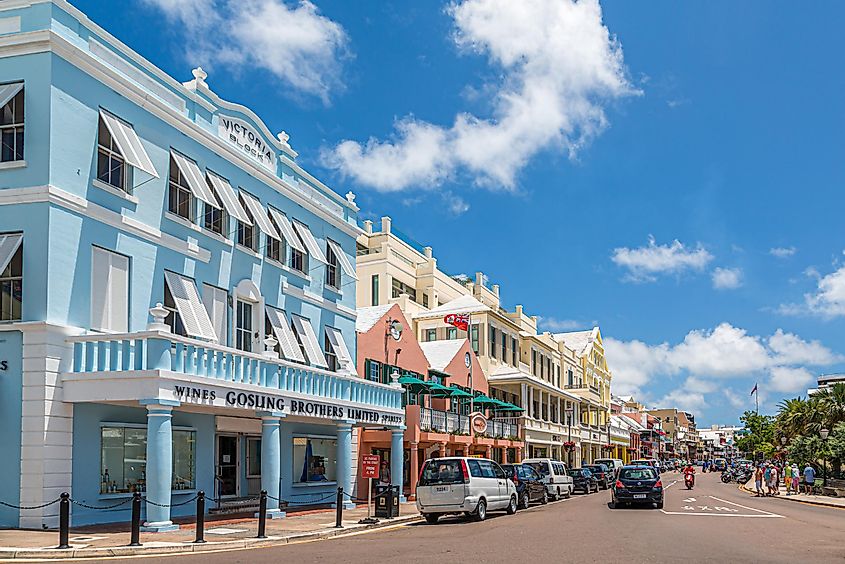 Downtown of Hamilton in Bermuda, the Country with the Highest GNI.