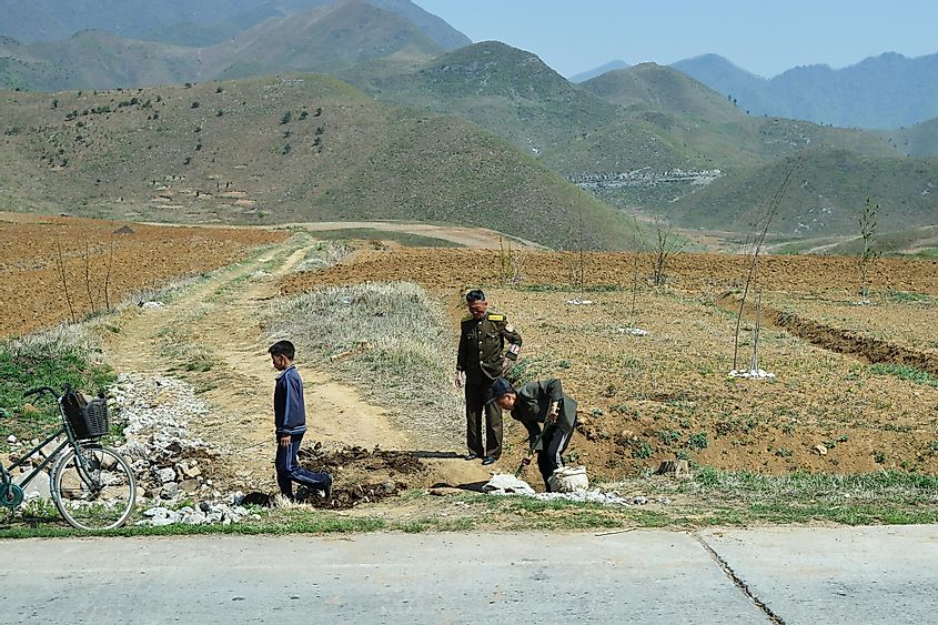 Road repair work being done in North Korea.