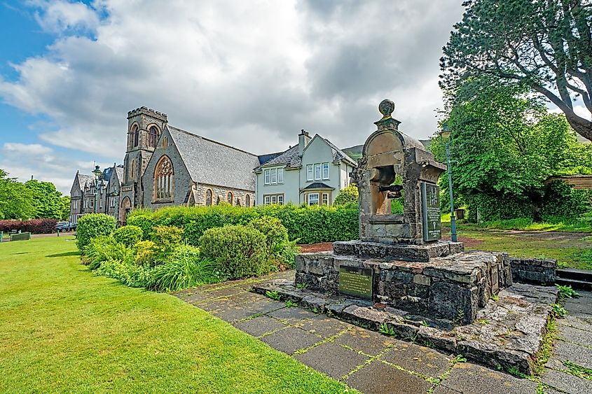 Fort William, Scotland, UK, 05.30.2025, front of the statue from the youth of Hiroshima erected in the towns park, hoping the from the experience of August 1945 search for peace will be strengthened.