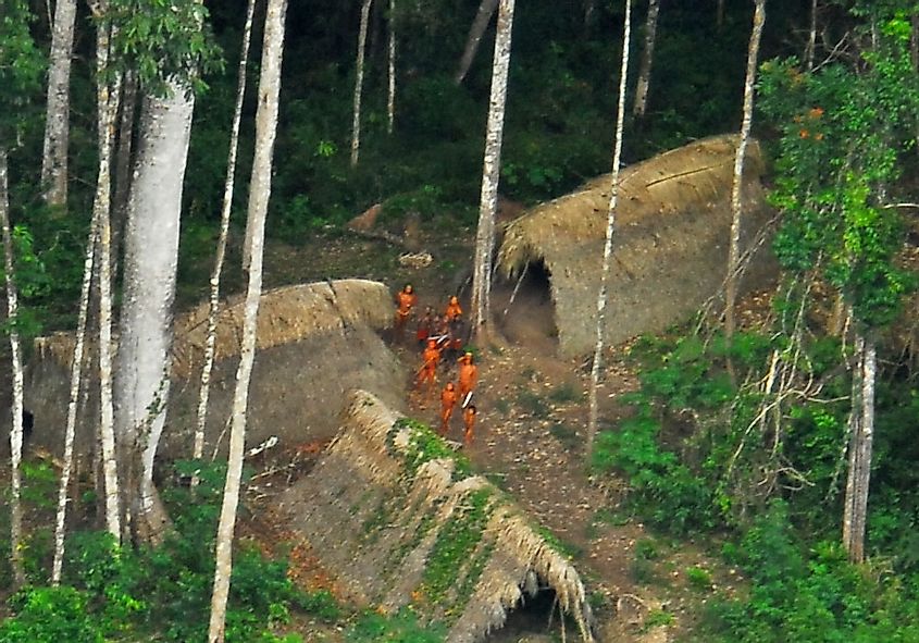 Members of an uncontacted tribe in Acre, Brazil, in 2009