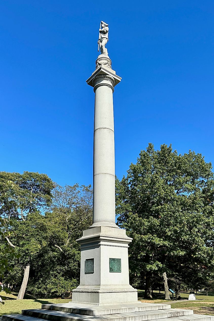 A monument in the Red Bank Battle Monument near Fort Mercer in New Jersey.