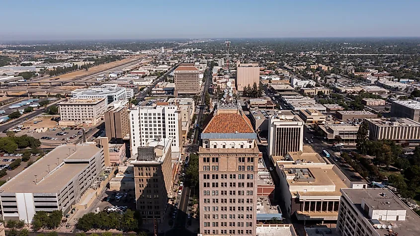 Aerial view of downtown Fresno, California