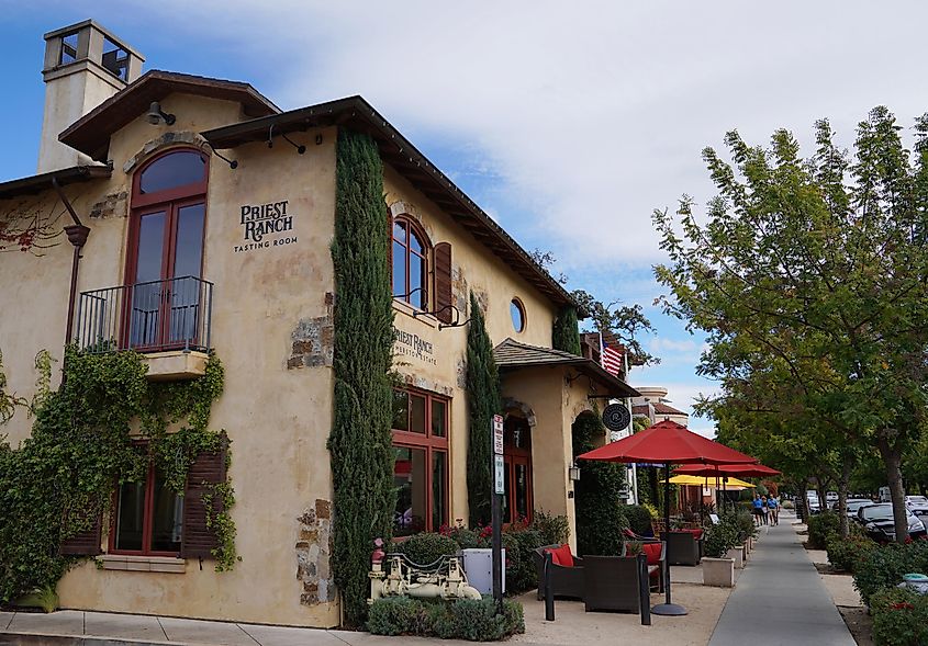 Priest Ranch Winery tasting room in the heart of Yountville, Napa Valley.