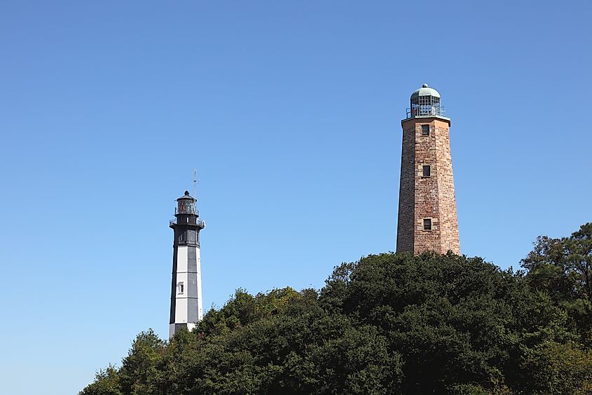 Cape Henry Light old (1792) and new (1878), Fort Story, Virginia Beach, Norfolk, Virginia