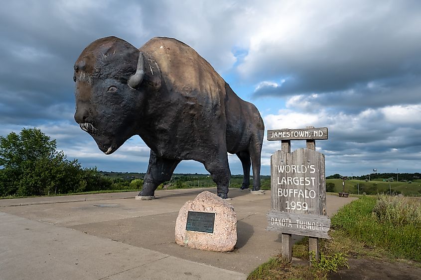 The World's Largest Buffalo Monument in Jamestown, North Dakota