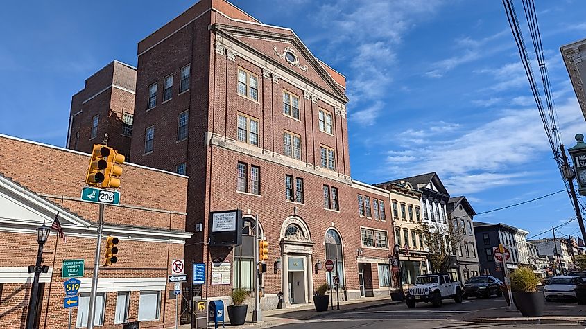 Streetscape of Spring Street in downtown Newton.