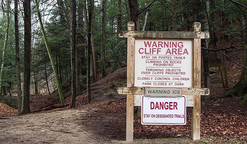 Hocking Hills State Park in Ohio has had several accidents involving hikers and the state park has a helipad dedicated to transporting injured visitors.