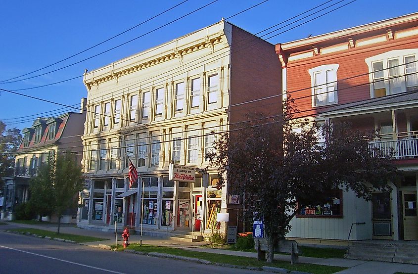 Buildings along main street in Salem, New York.