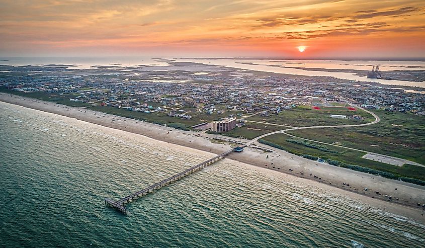 Aerial view of Port Aransas. Image credit Ryan Conine via Shutterstock.