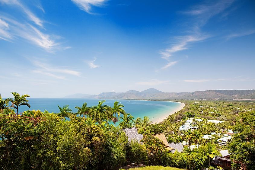 Port Douglas beach on sunny day from observation point