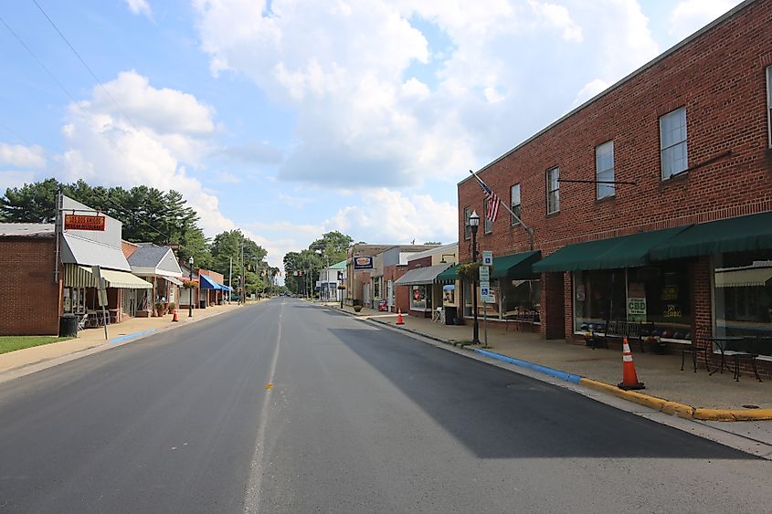 Main Street in Bowling Green, Virginia.