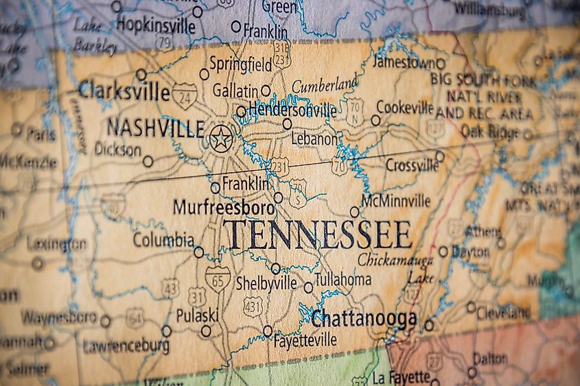 Map of Tennessee (nonstandard)