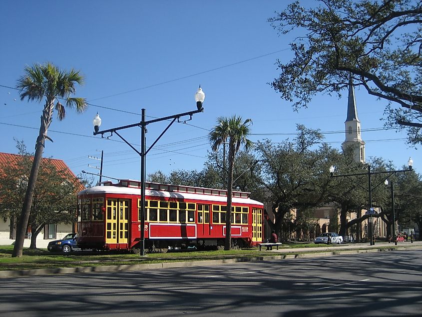 Canal Streetcar in Mid-City, New Orleans, Louisiana.