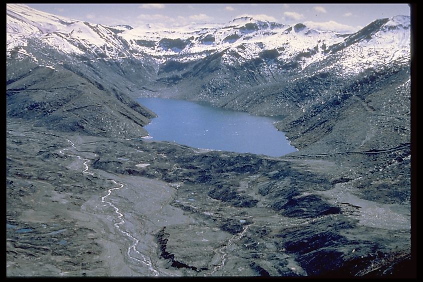Aerial view of Castle Creek and Castle Lake, Washington.