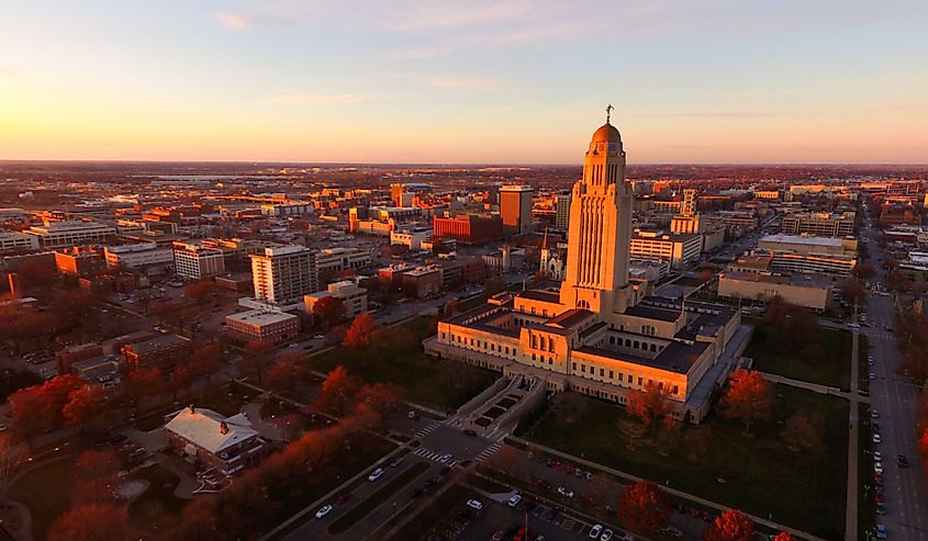 Fall Color Orange Tree Leaves Nebraska State Capital Lincoln