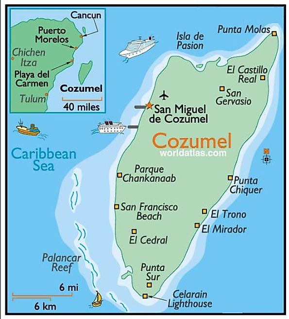 Cozumel Mexico Shopping Map