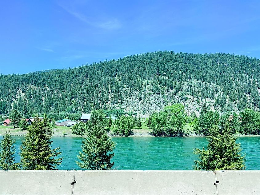 The mountains along the Kootenay River near Libby, Montana