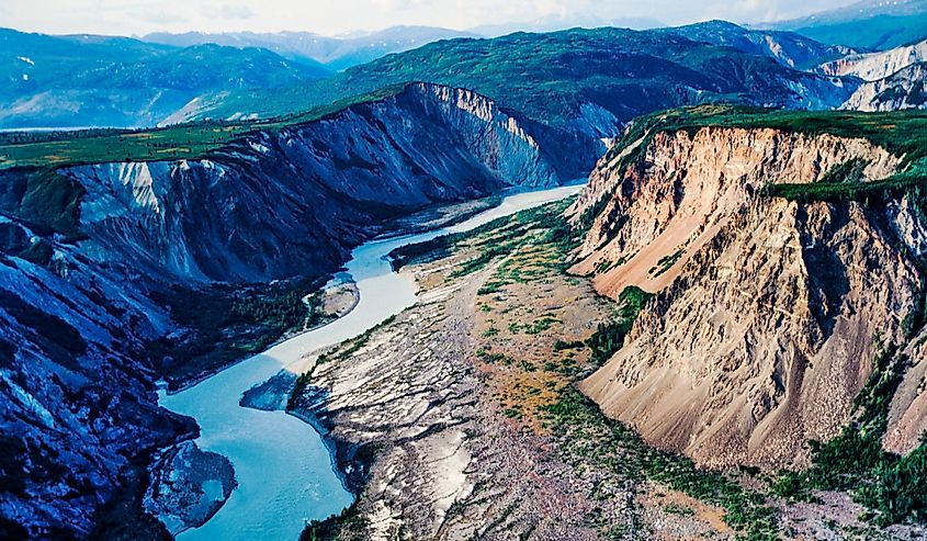 Aerial image of the Alsek River, BC, Canada