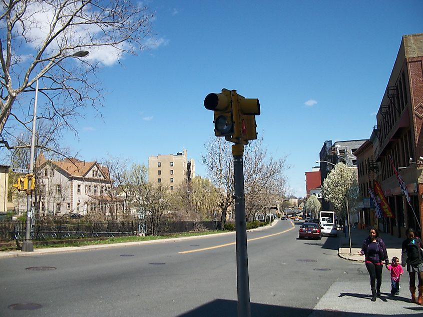 The intersection of South Eighth Avenue and West First Street in Mount Vernon, New York