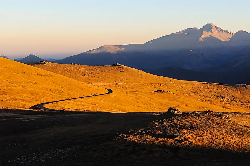 The setting of the autumn sun along Colorado's Trail Ridge Road.