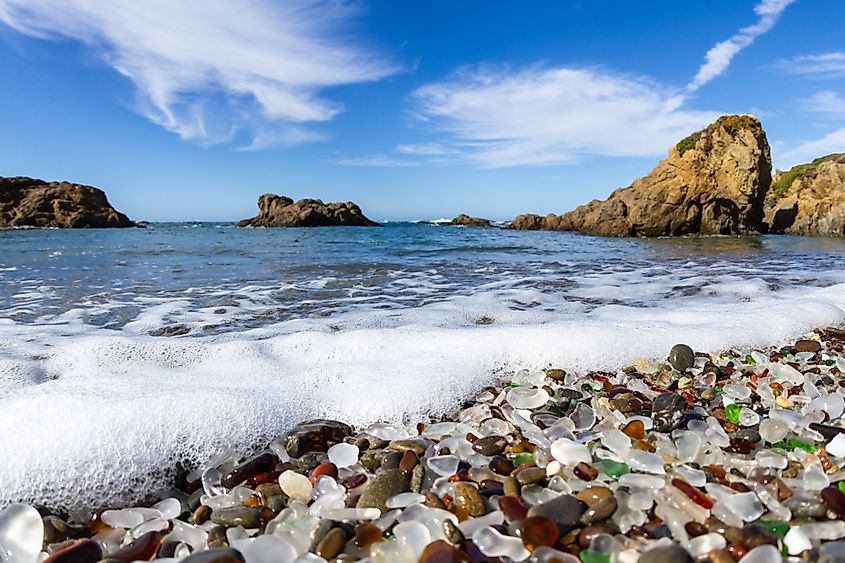 The famous glass beach in Fort Bragg, California